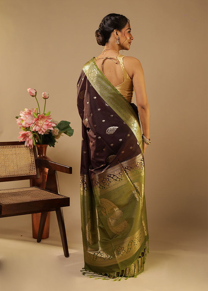 Purple Kanjivaram Silk Saree With Blouse Piece