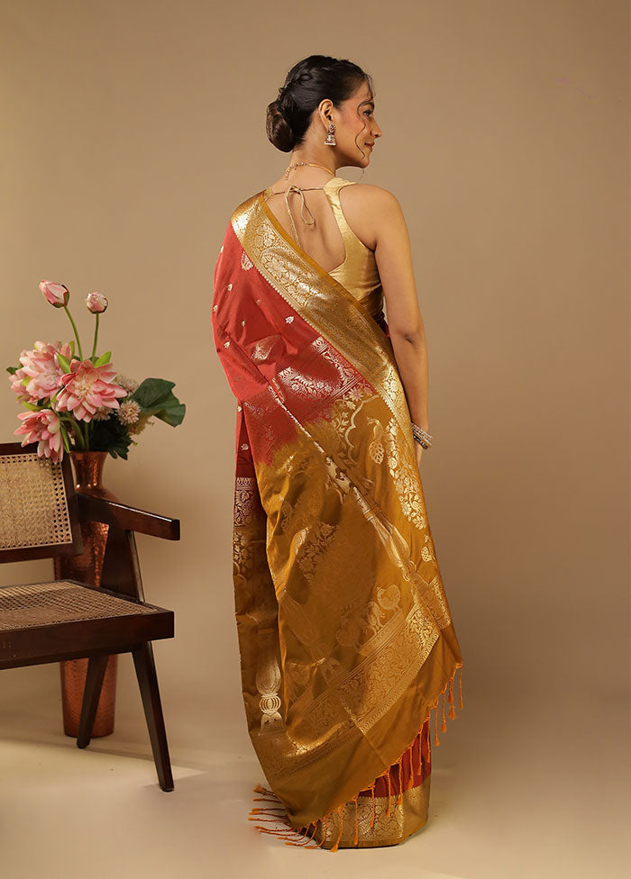 Maroon Kanjivaram Silk Saree With Blouse Piece