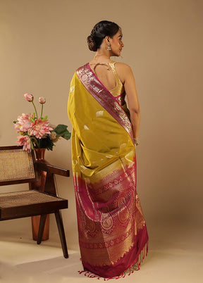 Yellow Kanjivaram Silk Saree With Blouse Piece