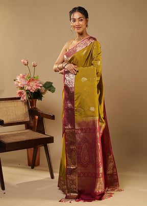 Yellow Kanjivaram Silk Saree With Blouse Piece