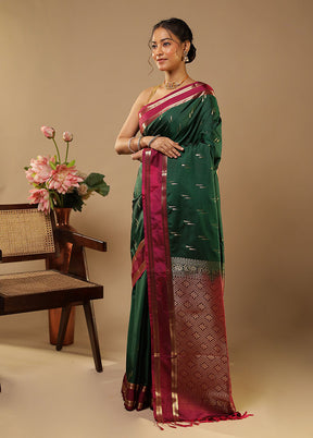Green Kanjivaram Silk Saree With Blouse Piece