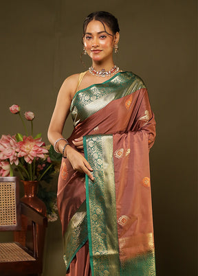 Brown Kanjivaram Silk Saree With Blouse Piece