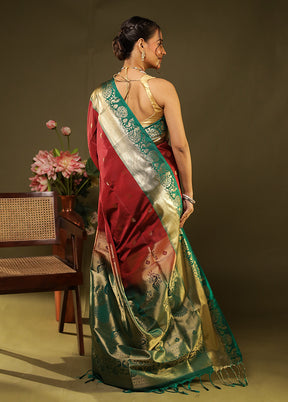 Green Kanjivaram Silk Saree With Blouse Piece