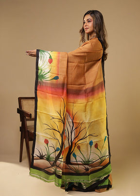 Multicolor Printed Pure Silk Saree Without Blouse Piece