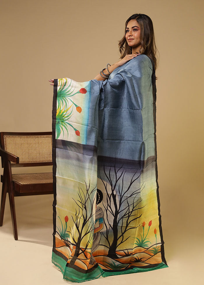 Multicolor Printed Pure Silk Saree Without Blouse Piece