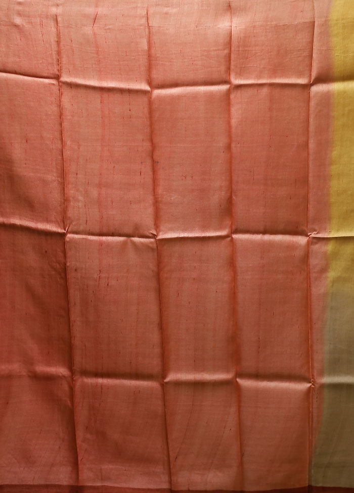 Multicolor Handloom Tussar Pure Silk Saree With Blouse Piece