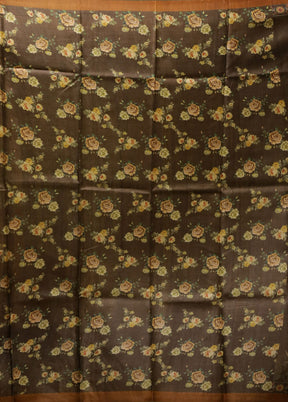 Cream Handloom Tussar Pure Silk Saree With Blouse Piece