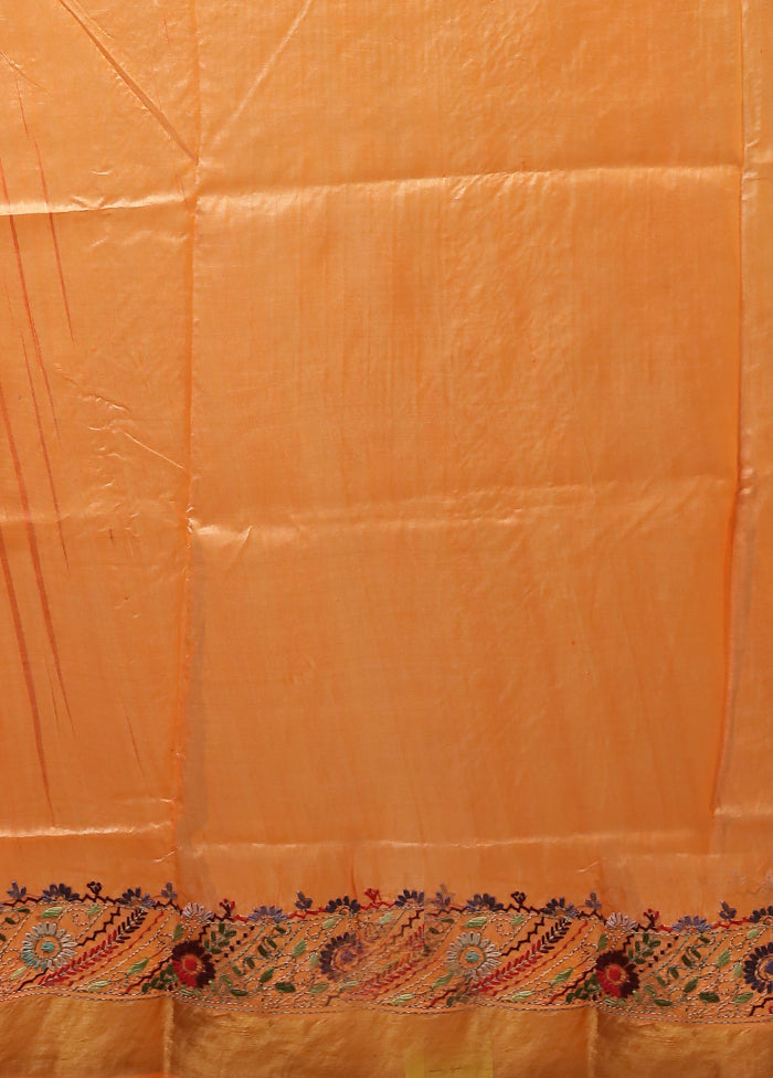 Multicolor Handloom Tussar Pure Silk Saree With Blouse Piece
