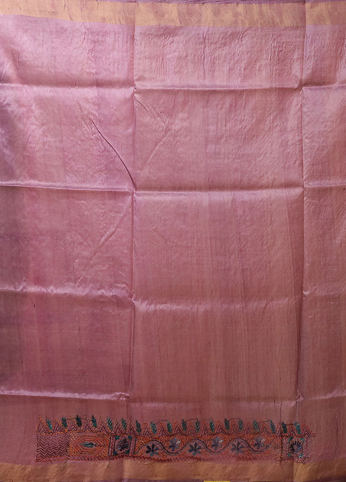 Multicolor Handloom Tussar Pure Silk Saree With Blouse Piece
