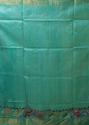 Multicolor Handloom Tussar Pure Silk Saree With Blouse Piece