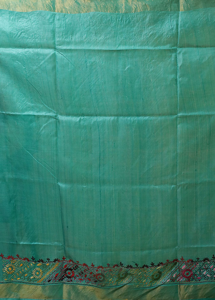 Multicolor Handloom Tussar Pure Silk Saree With Blouse Piece