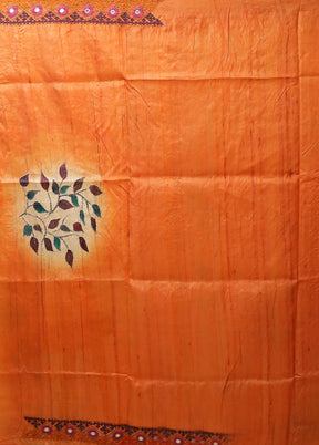 Multicolor Handloom Tussar Pure Silk Saree With Blouse Piece