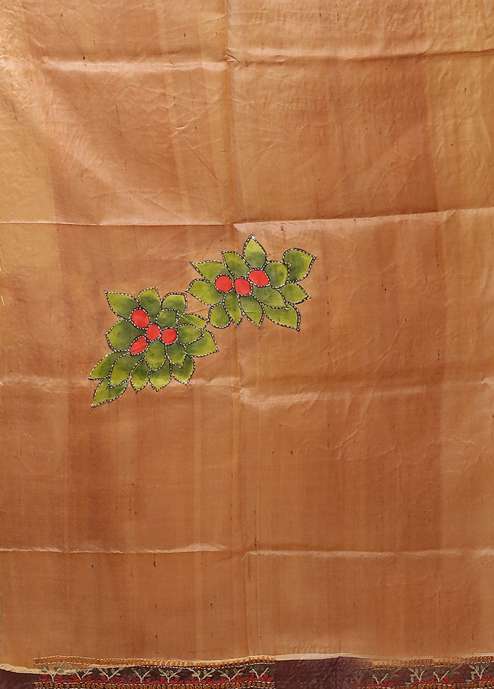 Multicolor Handloom Tussar Pure Silk Saree With Blouse Piece