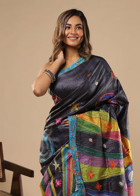 Multicolor Handloom Tussar Pure Silk Saree With Blouse Piece