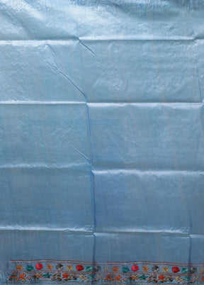 Blue Handloom Tussar Pure Silk Saree With Blouse Piece