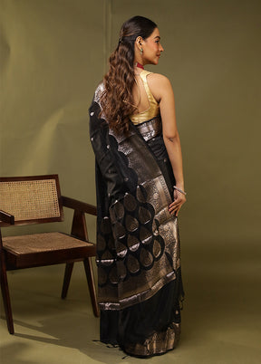 Black Cotton Saree With Blouse Piece