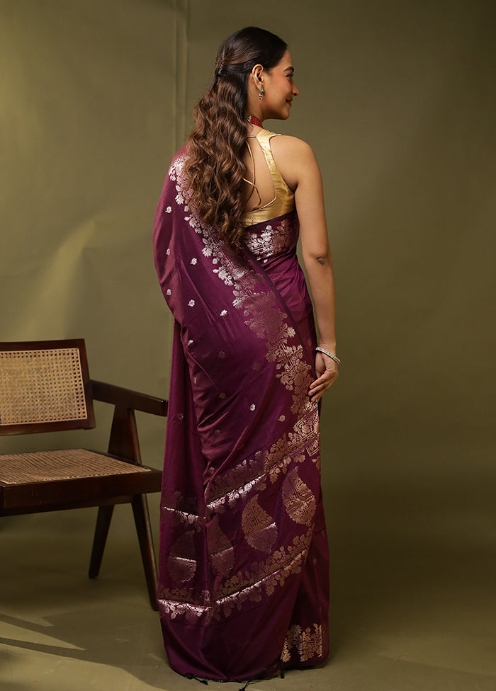 Purple Cotton Saree With Blouse Piece