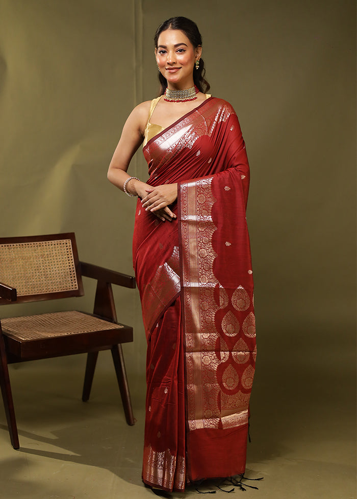 Red Cotton Saree With Blouse Piece