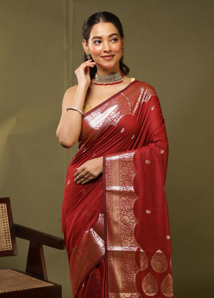 Red Cotton Saree With Blouse Piece
