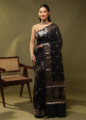 Black Cotton Saree With Blouse Piece