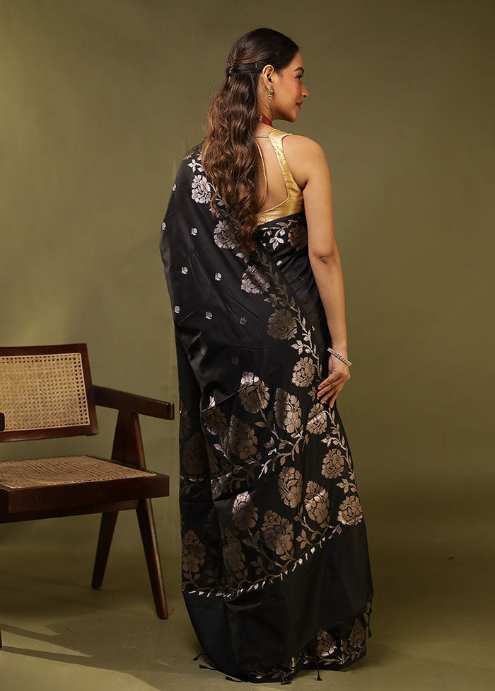 Black Cotton Saree With Blouse Piece