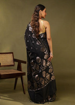 Black Cotton Saree With Blouse Piece