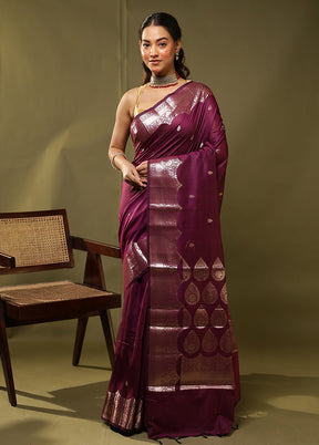 Purple Cotton Saree With Blouse Piece