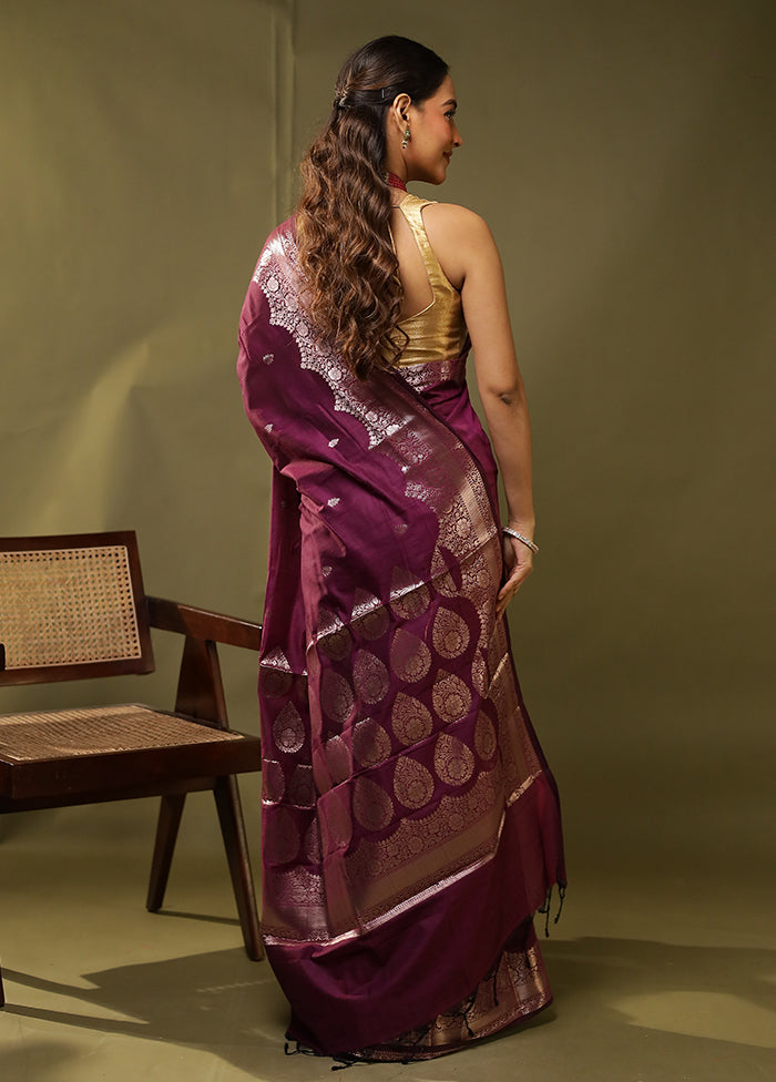 Purple Cotton Saree With Blouse Piece