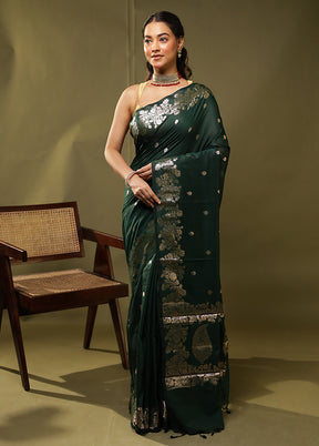 Green Cotton Saree With Blouse Piece