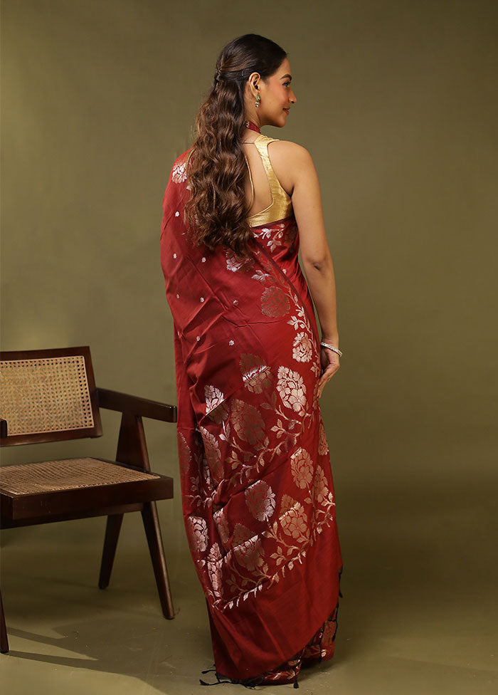 Red Cotton Saree With Blouse Piece