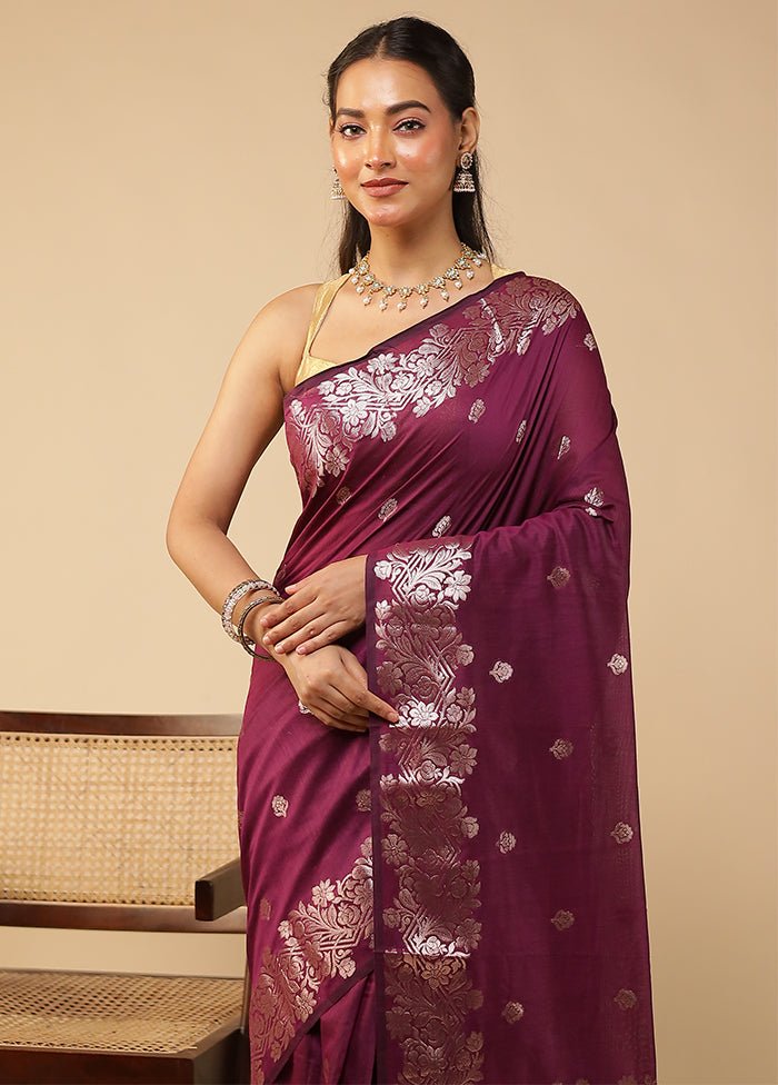 Purple Cotton Saree With Blouse Piece