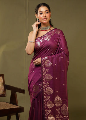 Purple Cotton Saree With Blouse Piece