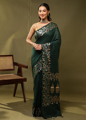 Green Cotton Saree With Blouse Piece