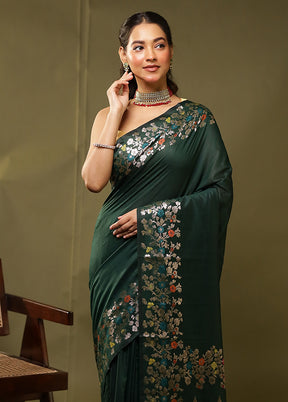 Green Cotton Saree With Blouse Piece