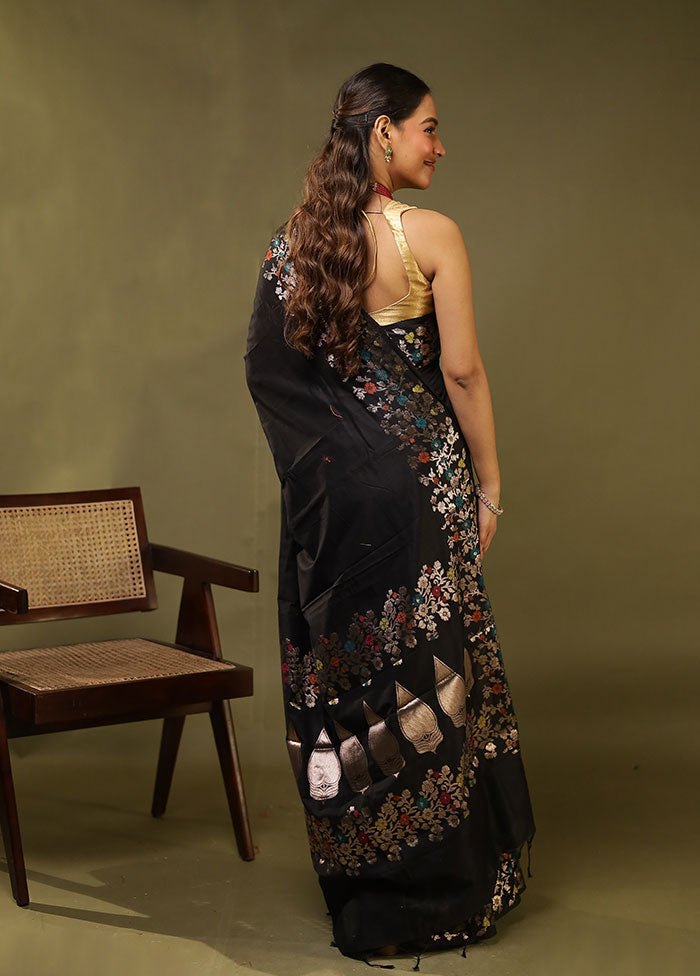 Black Cotton Saree With Blouse Piece
