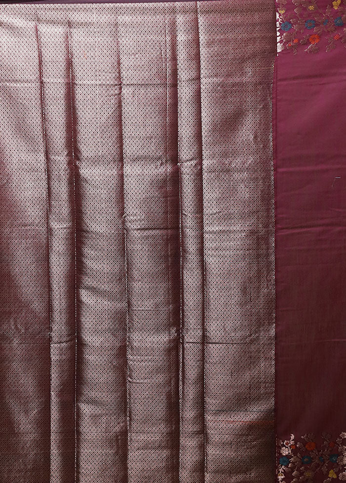 Purple Cotton Saree With Blouse Piece