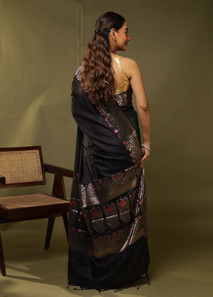Black Cotton Saree With Blouse Piece