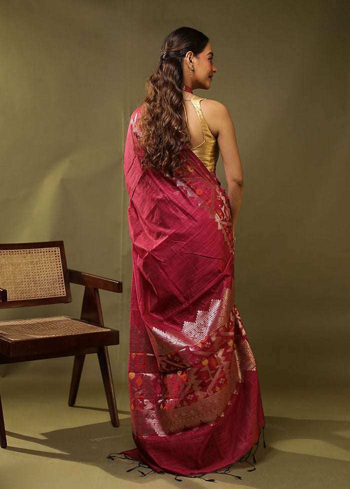 Pink Cotton Saree With Blouse Piece