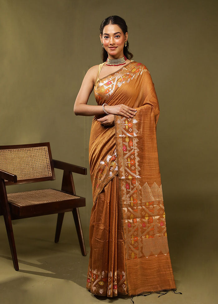 Yellow Cotton Saree With Blouse Piece