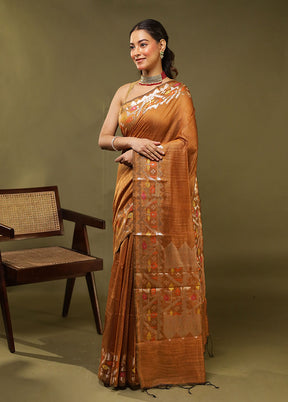 Yellow Cotton Saree With Blouse Piece