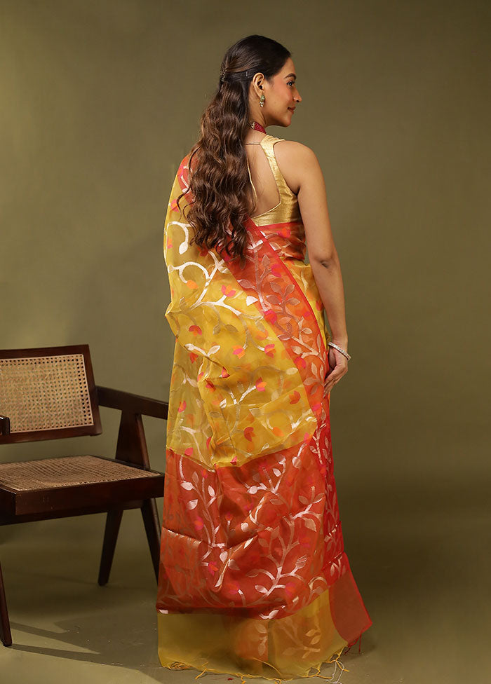 Sneh Bandhan Duo – Red Organza & Blue Cotton Sarees