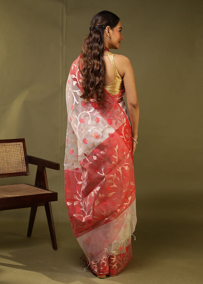White Organza Saree With Blouse Piece