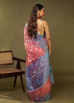 Pink Organza Saree With Blouse Piece