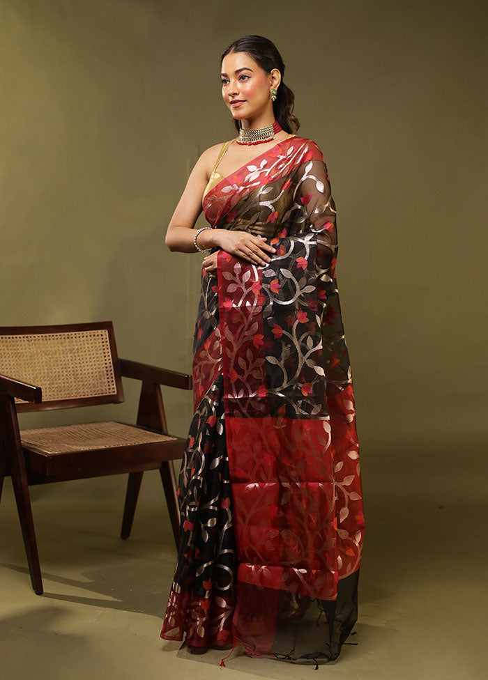 Black Organza Saree With Blouse Piece