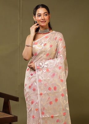 White Organza Saree With Blouse Piece