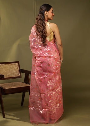 Pink Organza Saree With Blouse Piece