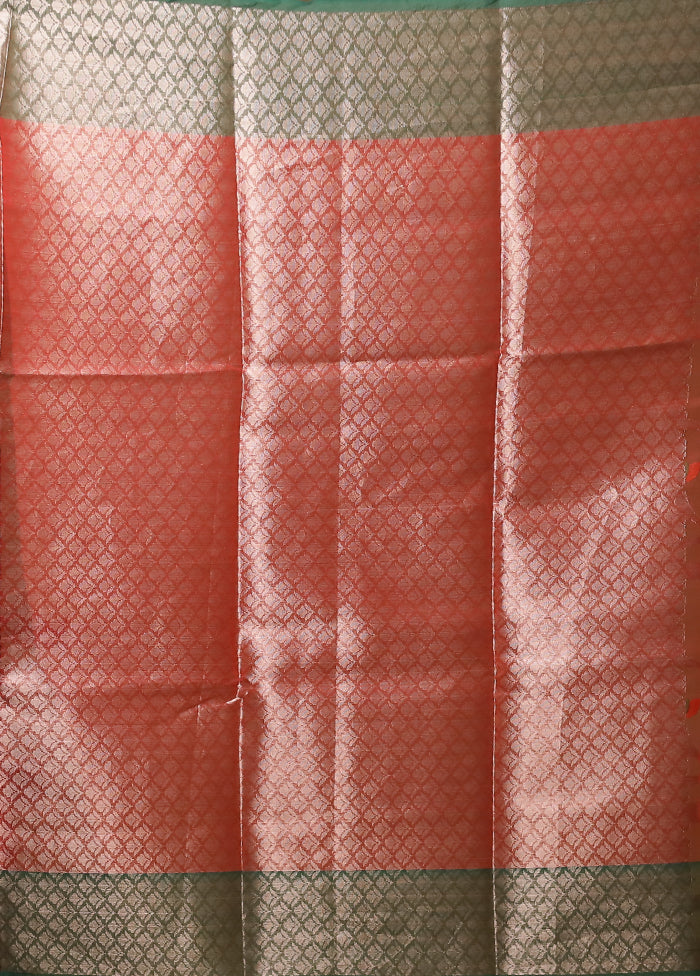 Red Organza Saree With Blouse Piece