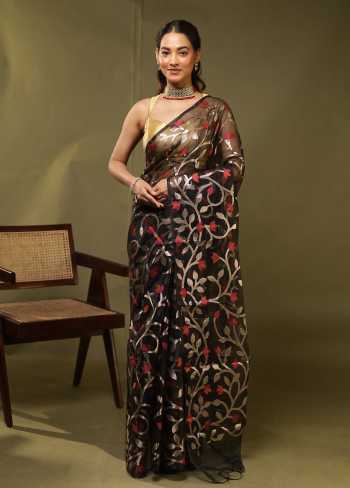 Black Organza Saree With Blouse Piece