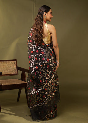 Black Organza Saree With Blouse Piece