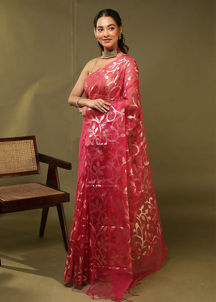 Pink Organza Saree With Blouse Piece